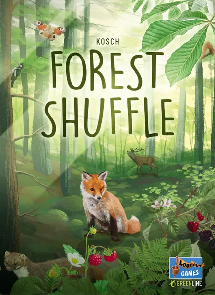 A vibrant forest floor with a mix of trees, plants, and animals.